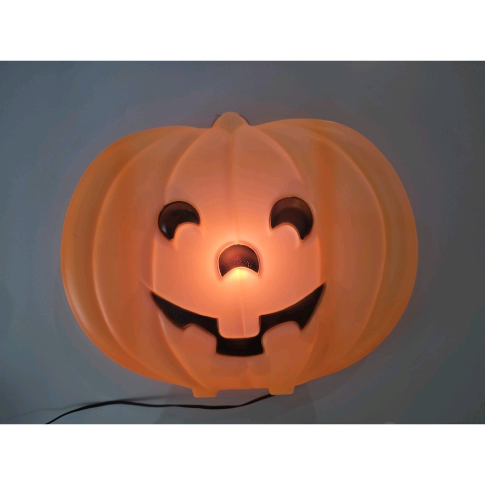 Large Flat Pumpkin Blow Mold vintage Halloween Wall Decor 20 X 16